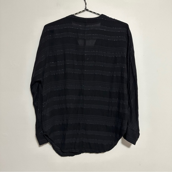 Rails Lily Tel Aviv Stripe Metallic Lace Up Pullover Blouse - Picture 6 of 7